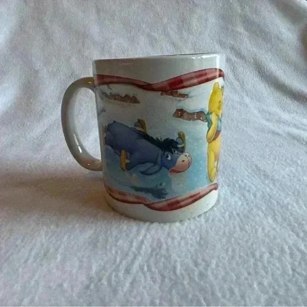 Disney Winnie the Pooh Eeyore Tigger Winter Skiing Christmas Coffee Mug #3780